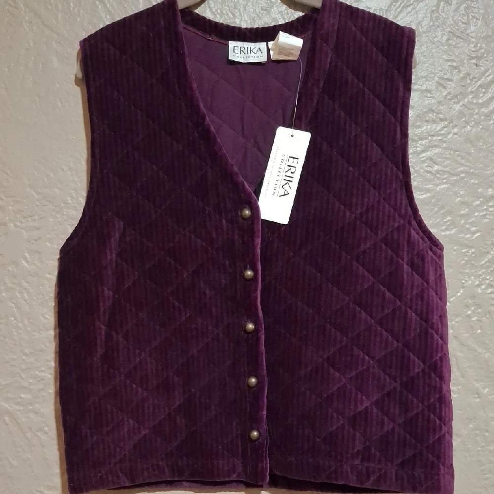 NEW.Erika Women's Deep Purple Quilted Vest Size L